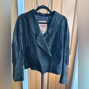 Vintage Phoenix USA Frontier Collection Black Fringe Suede Jacket